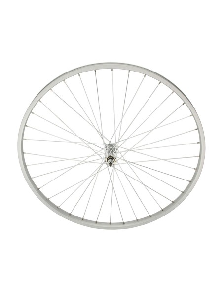 26 x 1 3/8 Alloy Front Wheel 36 Spoke 14g UCP 3/8 Axle Single Wall Silver.